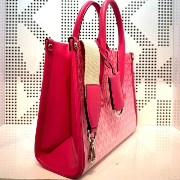 Michael Kors Mirella Small Ombré Signature Logo Crossbody Bag Dragonfruit
